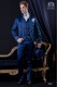 Groomswear Baroque. Vintage suit coat in blue satin with silver embroidery yarns.