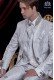 Groomswear Baroque. Vintage suit coat pearl gray brocade fabric with rhinestone collar.