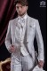 Costume de marié baroque. Vintage costume manteau de brocart gris perle tissu avec Broche fantaisie.
