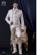 Groomswear Baroque. Suit coat in vintage gold-ivory brocade fabric with mandarin collar.