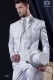 Groomswear Baroque. Frac vintage white satin fabric with silver embroidery and beading neck.
