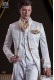 Groomswear Baroque. Vintage coat in white satin embroidered with gold-silver.