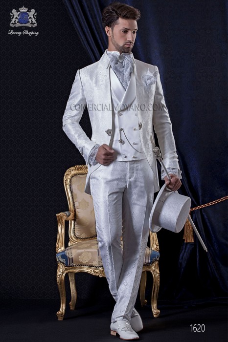 Groomswear Baroque. Levita vintage fabric with white Jacquard boche fantasy.