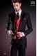 Italian short-tailed wedding suit Slim stylish cut, made from acetate and wool blend in black