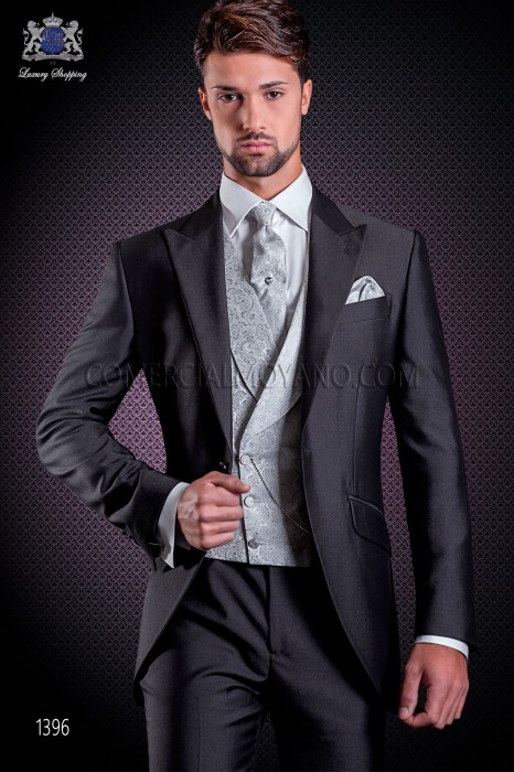 Veste de costume de marié demi-tight gris anthracite de coupe élégante Slim, en New Performance