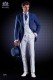 Traje semilevita, combinado. Americana tejido new performance en color azul y pantalón 100% algodón blanco