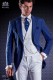 Italian wedding suit with Slim stylish cut, with peak lapel with contrast fabric piping and single patterned button