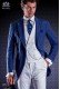 Traje semilevita, combinado. Americana tejido new performance en color azul y pantalón 100% algodón blanco