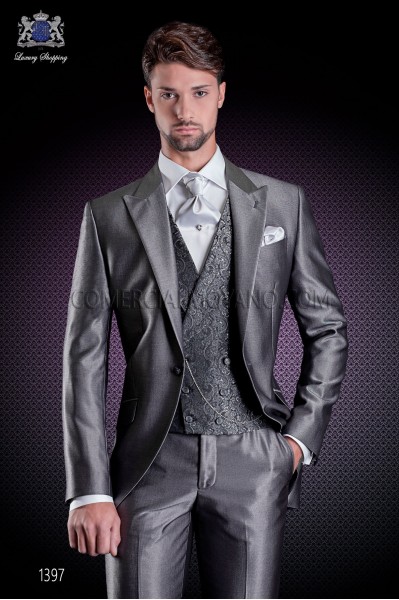 Veste de costume de marié demi-tight gris de coupe élégante Slim, en New Performance