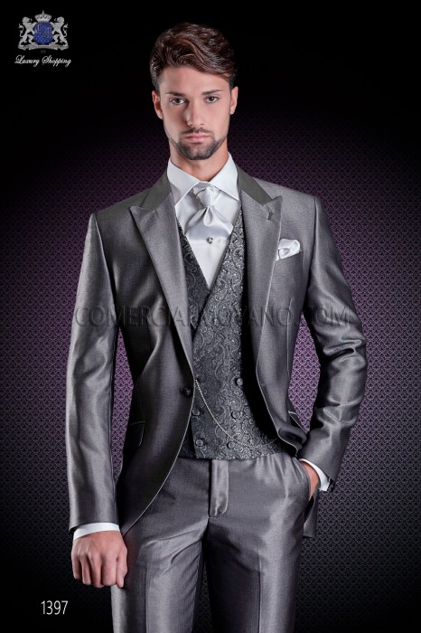 Italienischer Bräutigam Anzug mit Schmal geschnittener, grau, aus "New Performance"-Stoffen