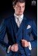 Italian wedding suit Slim stylish cut, made from blue New Performance “iridescent” fabric. Notched lapel with 2 buttons closure