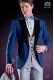 Traje italiano con moderno estilo “Slim” Americana azul y pantalón en diseño Príncipe de Gales