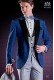 Italian wedding suit with Slim stylish cut. Formal jacket in blue and pants made from Prince of Wales fabric