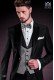 Italienischer Hochzeitsanzug mit Schmal geschnittener, Hochzeitsanzug, aus Acetat Wolle, schwarz.