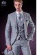 Italian wedding suit with slim stylish cut, made from Prince of Wales grey wool and polyester canvas