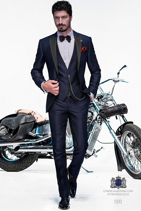 Italian blue fashion vested suit 1100 Ottavio Nuccio Gala
