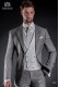 Italian tailoring suit 2-piece, elegant cut "Slim" two buttons. Fil a fil fabric pearl gray.