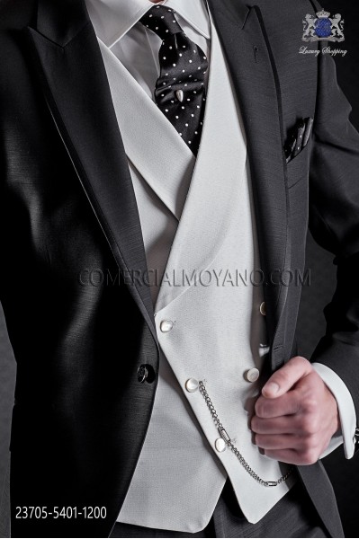 Ivory groom asymmetric double-breasted waistcoat with shawl collar