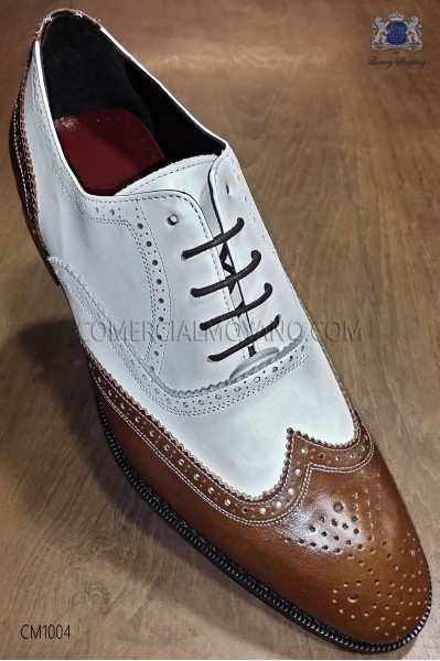 Zapatos bicolor cuero blanco miel estilo "Golf"