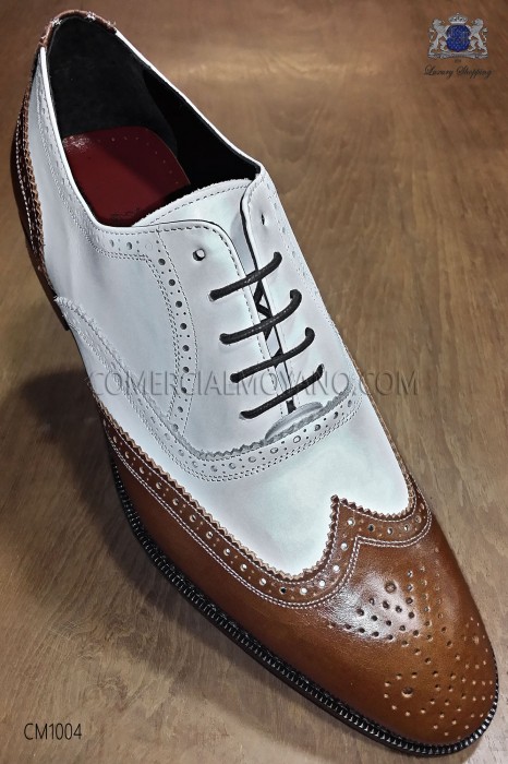 Zapatos bicolor cuero blanco miel estilo "Golf"