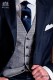 Prince of wales gray blue groom waistcoat 5 buttons