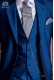 Italienne couture maillot 2 pièces, avec un élégant coupé "Slim". Bleu tissu de laine d'alpaga.