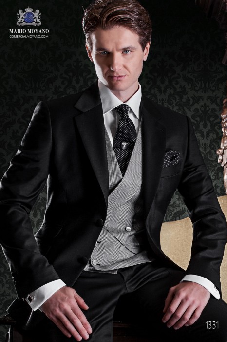 Italienne costume de tailleur deux boutons tissu de laine noire 1331 Ottavio Nuccio Gala