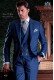Italian tailoring suit stylish cut "Slim" two buttons. Prince of Wales blue fabric