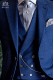 Costume de couture italienne coupe élégante "Slim" deux boutons. Prince de Galles tissu bleu.