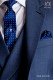 Corbata y pañuelo a juego azul con micropuntos blancos