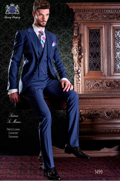 Königsblau Italienisch schlank Bräutigam Anzug zwei Tasten