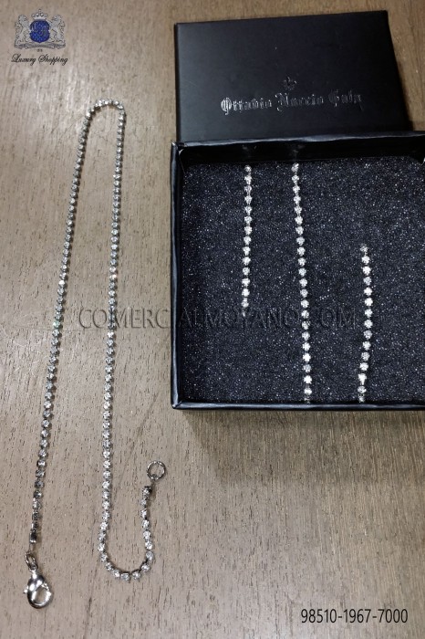  Thin Silver chain with strass crystals Ottavio Nuccio Gala.