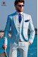 Suit style italien moderne "Slim". Volets de bord de modèles et 1 bouton. Blanc tissu 100% coton