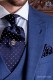 Navy blue Ascot tie and handkerchief with white polka dots