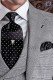 Black groom ascot tie and handkerchief with white polka dots