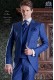 Electric blue groom short frock coat italian slim cut