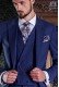 Royal blue groom short frock coat italian slim cut