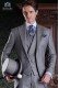 Frock coat elegant Italian tailoring cut "Slim". Fil a fil fabric pearl gray.