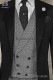 Gray double-breasted waistcoat in prince of wales wool fabric