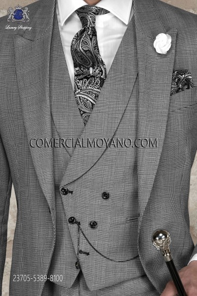 Double-breasted gray waistcoat Prince of Wales
