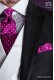 Tie & handkerchief fuchsia with white polka dots