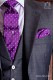 Tie & handkerchief purple with white polka dots