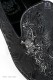 Black damask slipper shoe with applied nickel skull