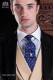 Corbata azul de seda con motivos dorados