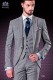Italian suit with modern "Slim" peak lapels and one button. Fabric Prince of Wales design with thin blue stripe
