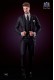 Italien costume de mode moderne noir mince coupe 1 bouton avec revers en pointe