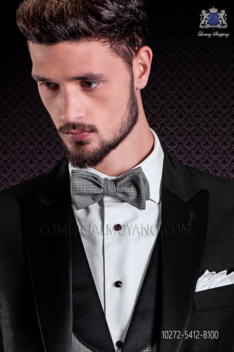 black and white houndstooth bow tie