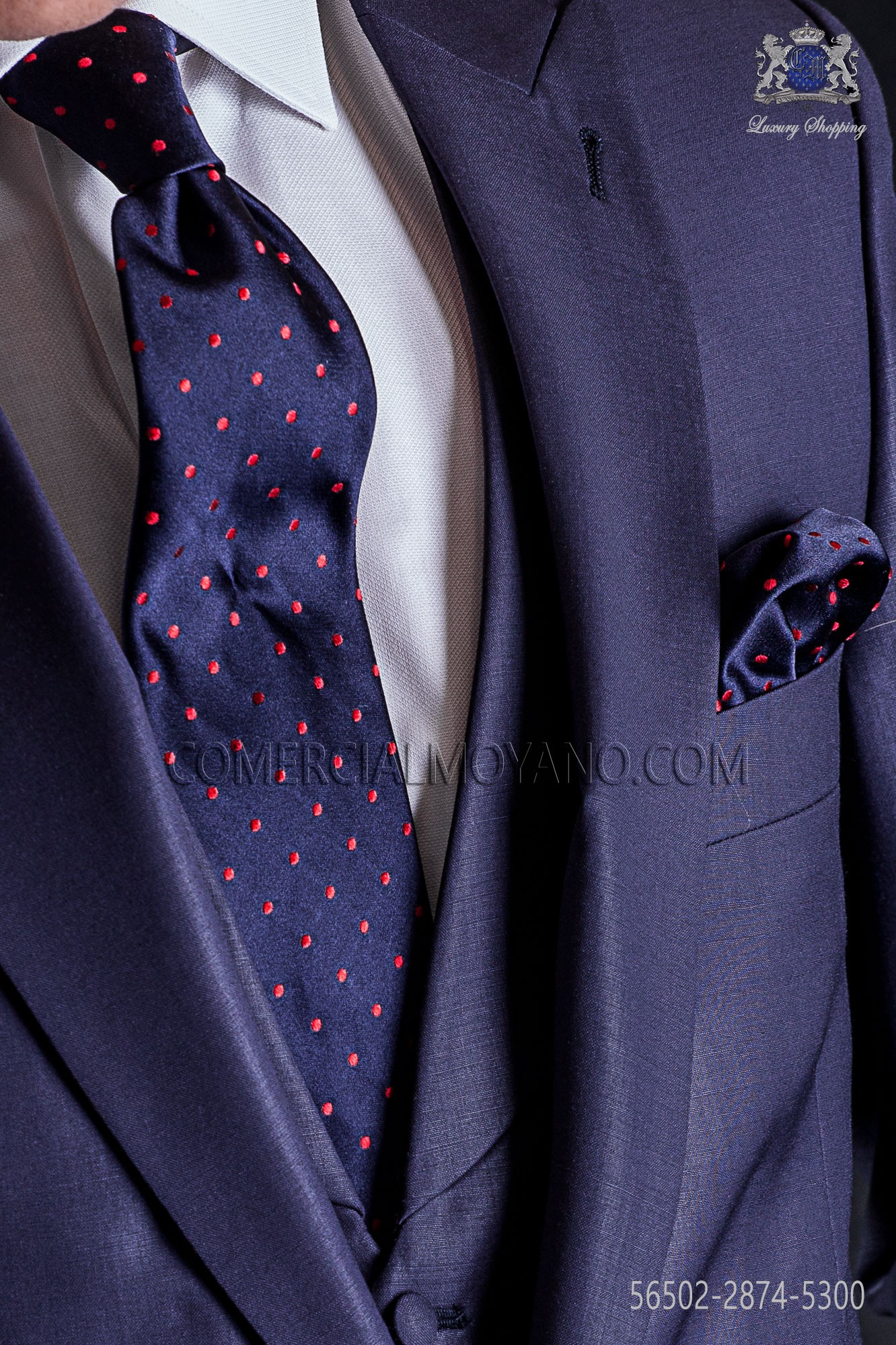 Punkten Einstecktuch passendem Krawatte mit roten Marineblau und