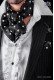 Foulard with handkerchief in black satin with white polka dots
