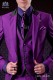 Purple shirt with black pinstripes